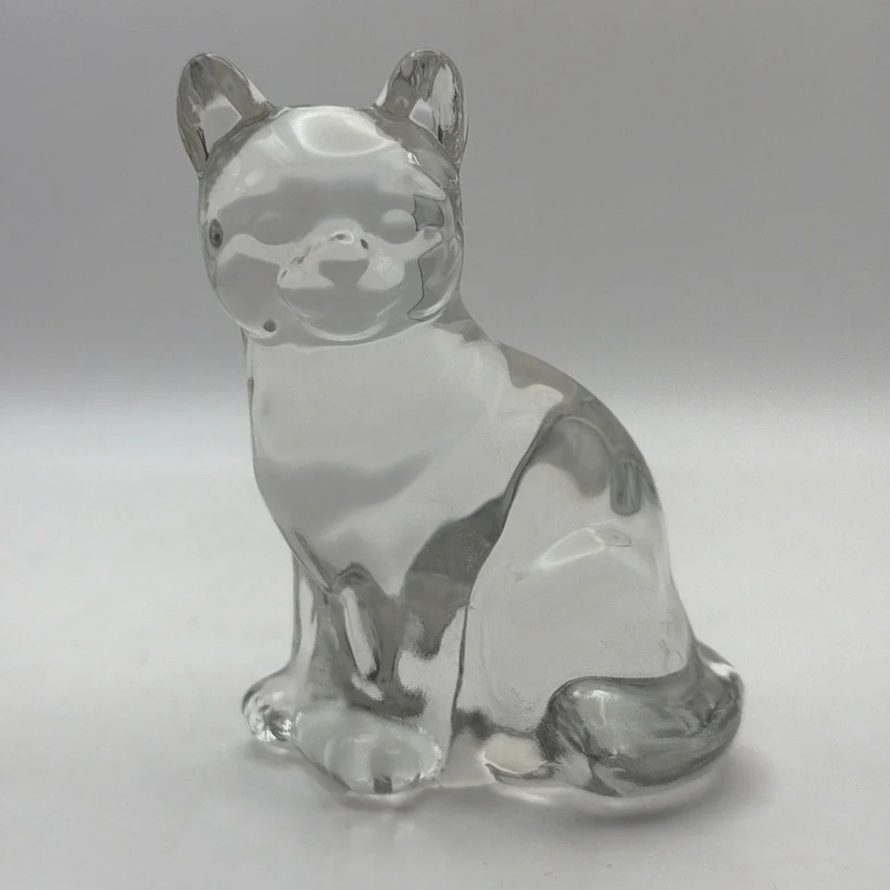 Fenton Cat Art Glass Clear Sitting Kitty Figurine 4
